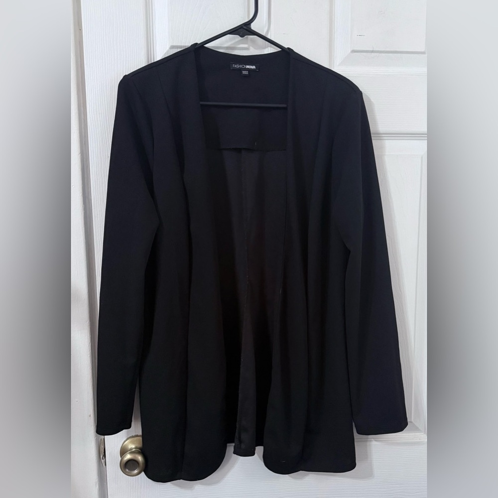 Fashion Nova Black Blazer Open Front Long Sleeves